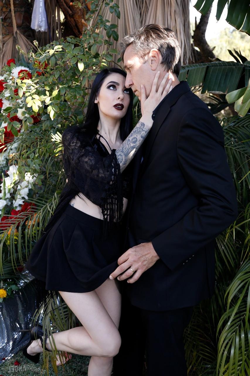 17P Goth girl Marley Brinx seduces widow for kinky funeral doggy style fuck