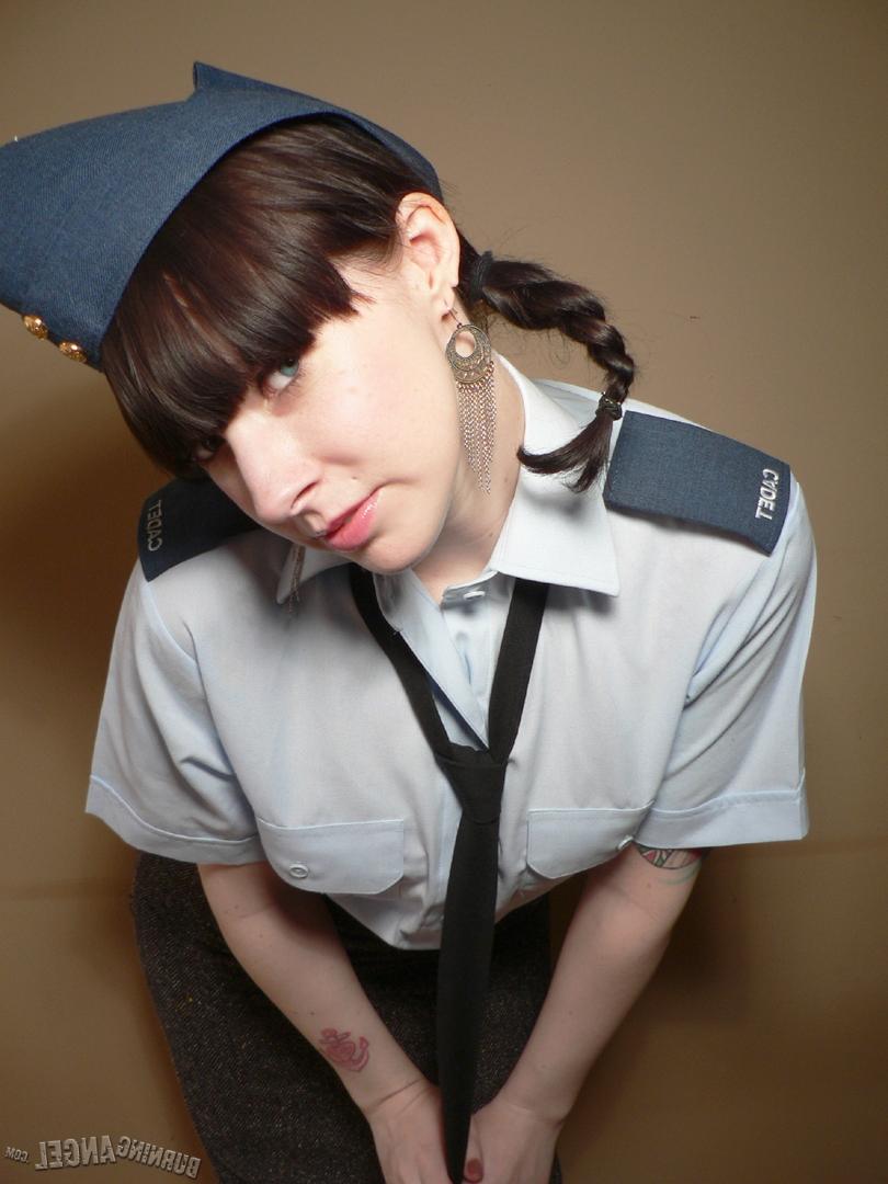 17P Horny cadet cutie taking off her clothes & showing her natural body & tattoos