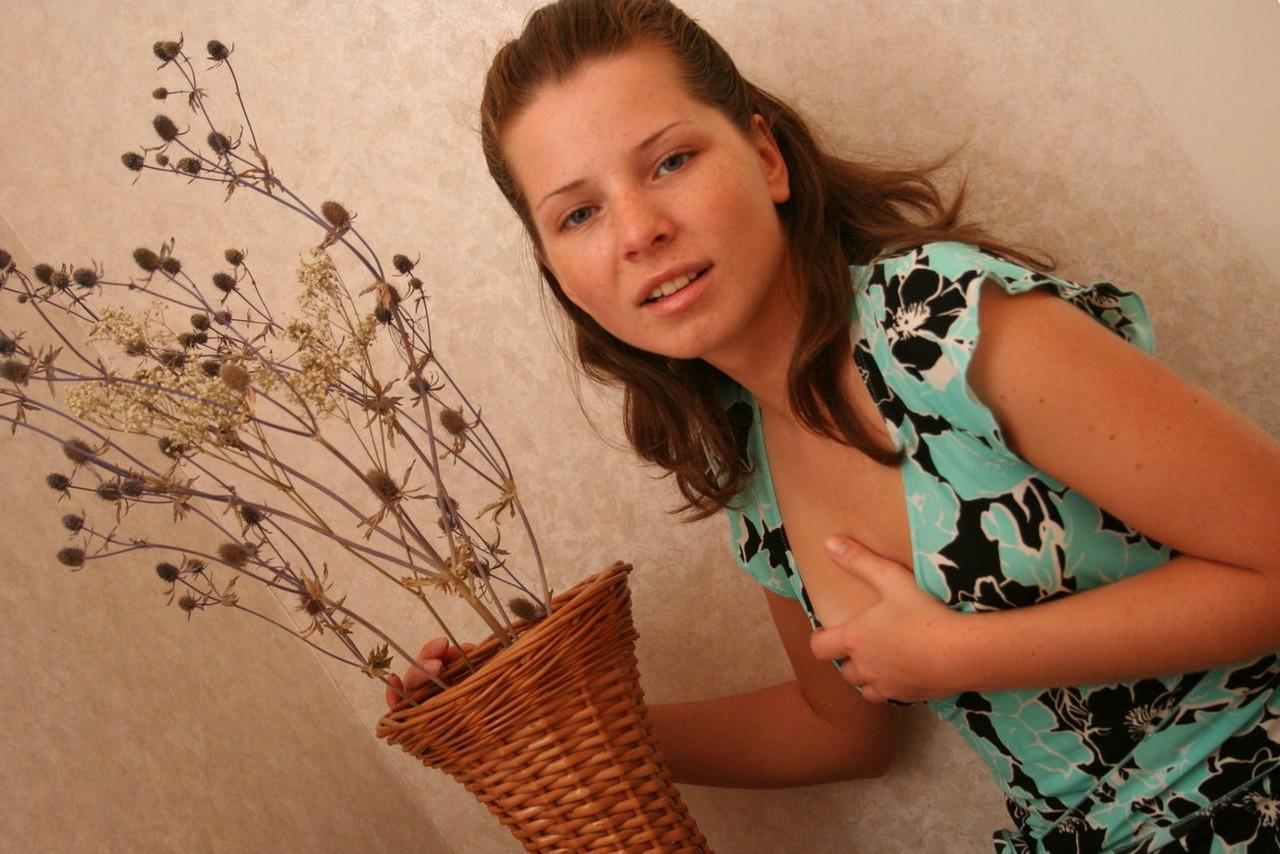 15P Cute teen gets totally naked in a playful manner while home alone for the day