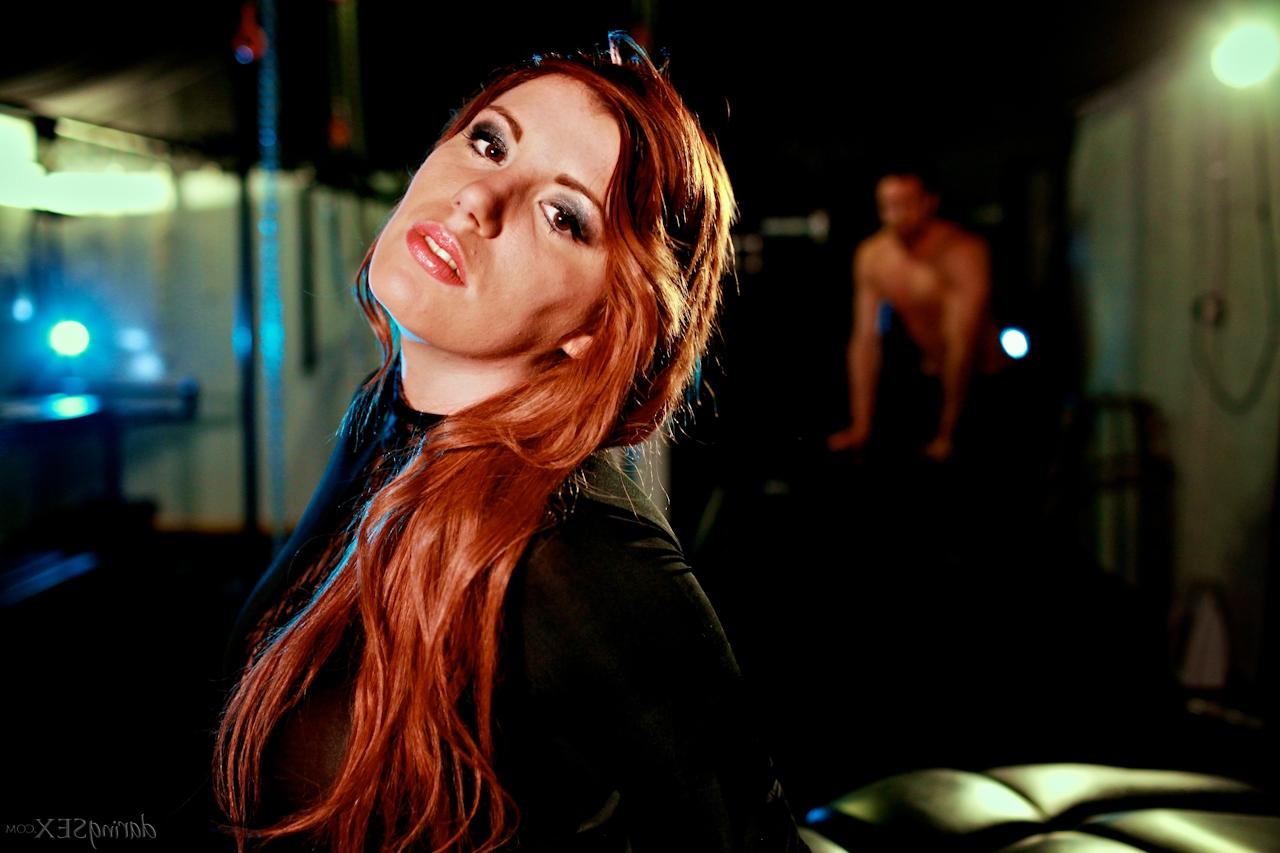 15P UK redhead Yuffie Yulan has sex with her man in black over the knee boots