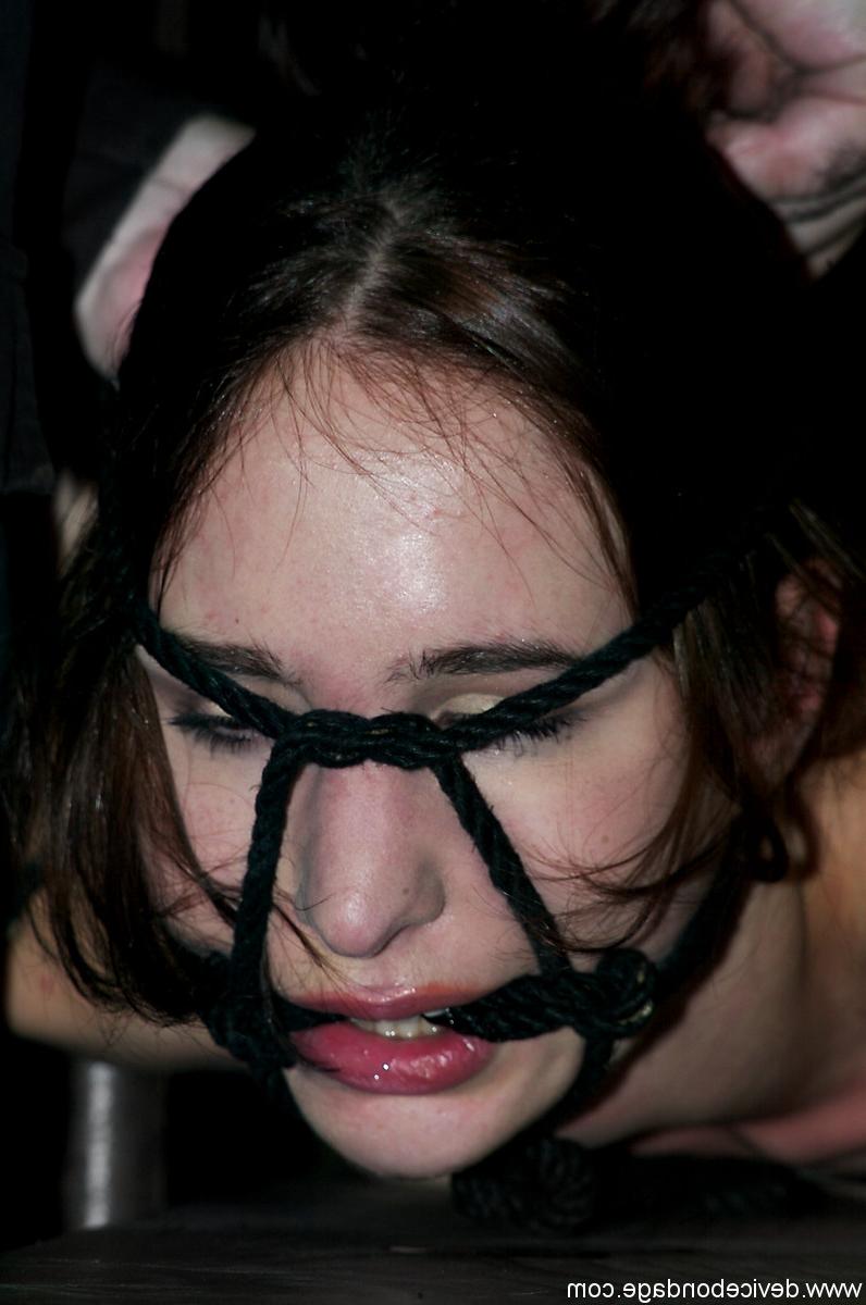 17P Naked female is restrained and hogtied before her handler masturbates her