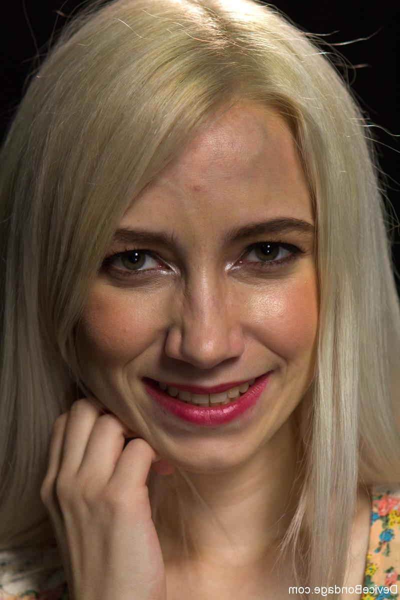 20P Submissive blonde Ranie Mae gets fucked with a dildo & a vibrator in bondage