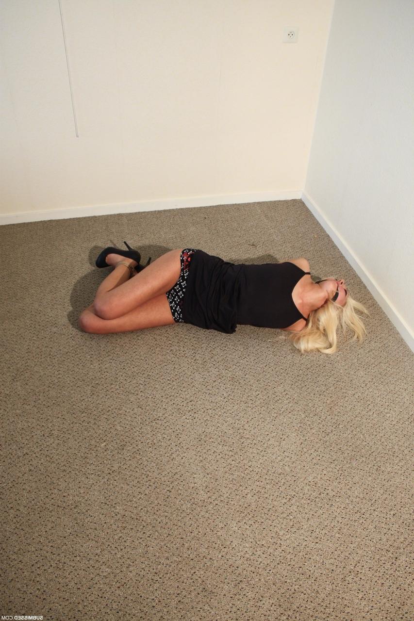 20P Blonde babe Valeri gets tied up in a short black dress and high heels