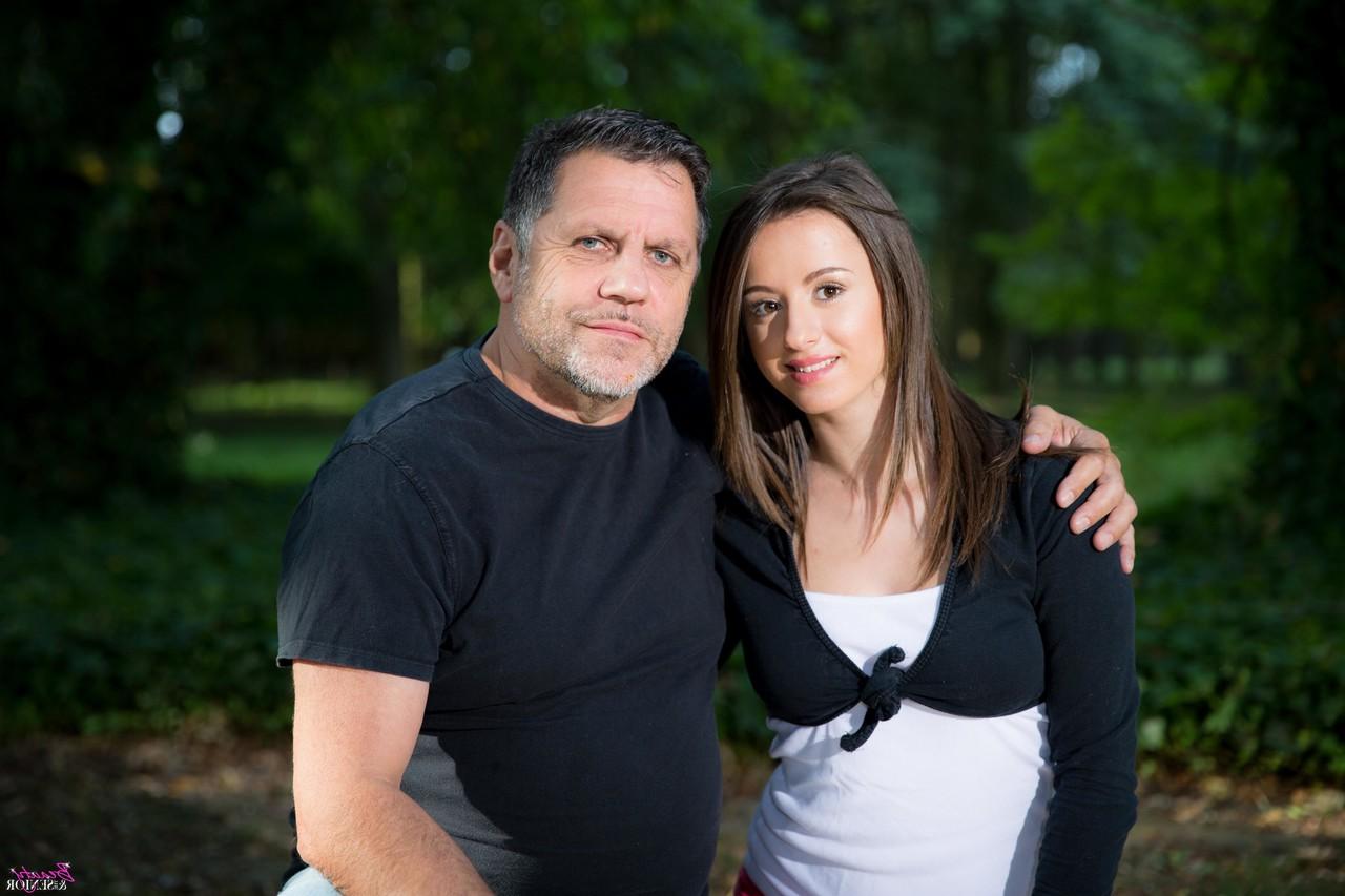 17P Petite young girl meets her stepfather in the park for sex on a rug