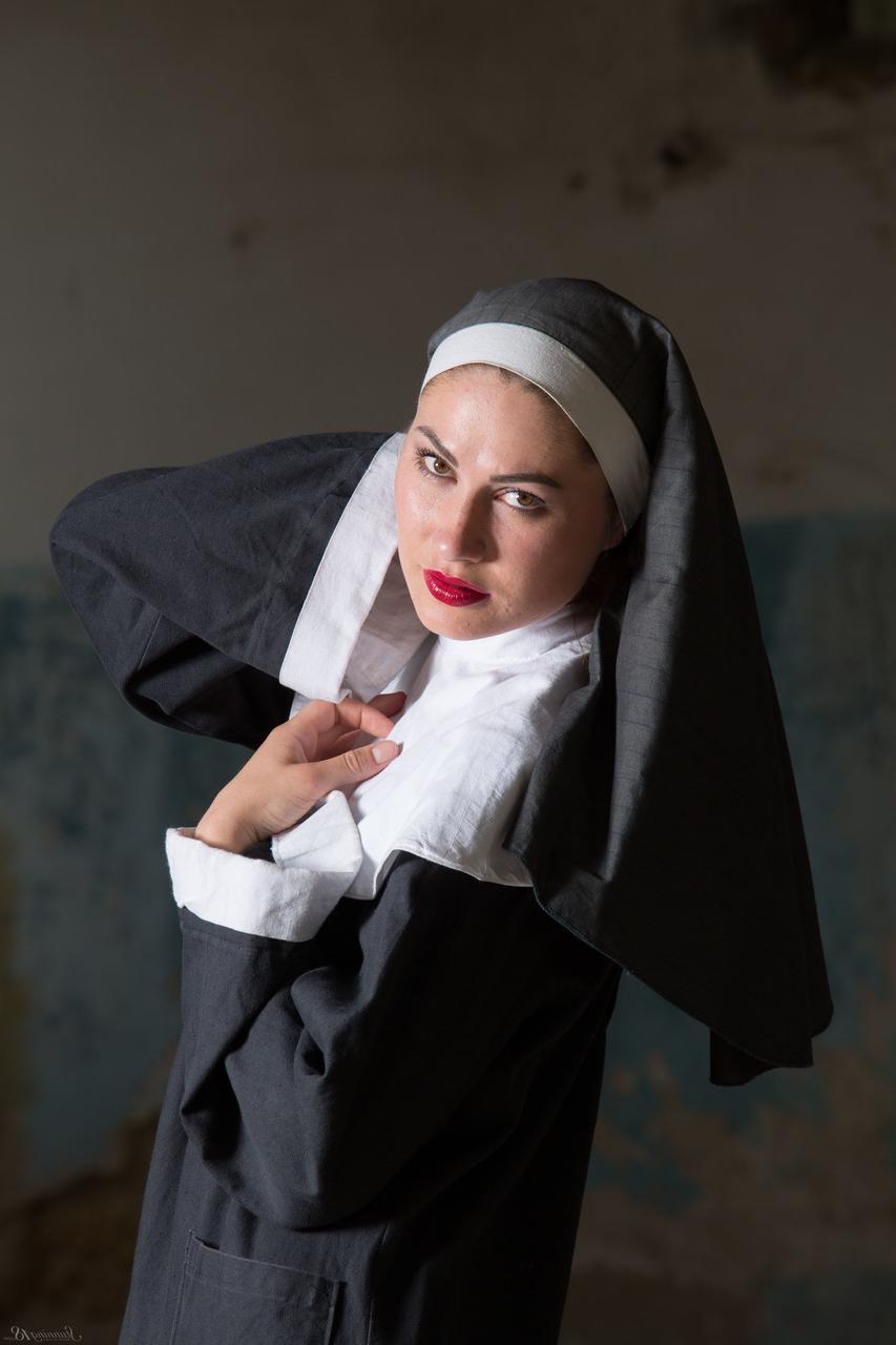 20P Ukrainian nun Judith Able undresses and touches her juicy tits & pussy