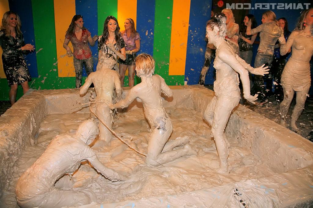 16P Kinky european babes with petite bodies are into messy mudwrestling