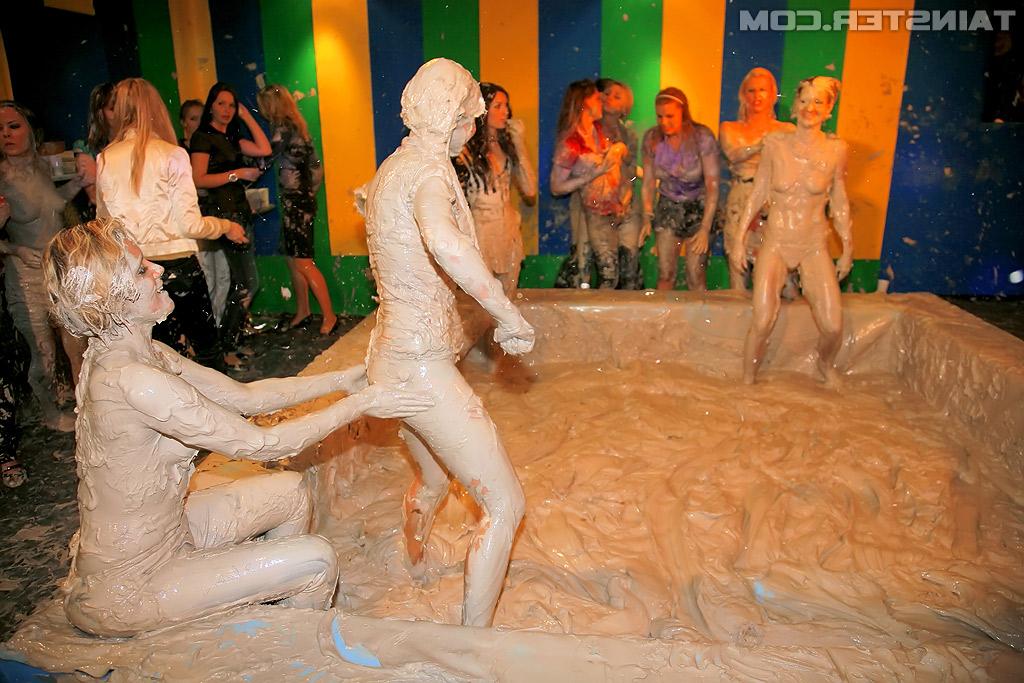 16P Kinky european babes with petite bodies are into messy mudwrestling