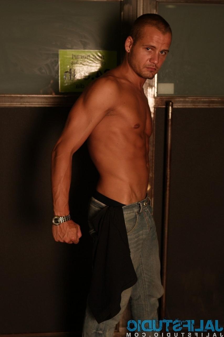 20P Attractive gay model David Galant exposes his lean body & big dick