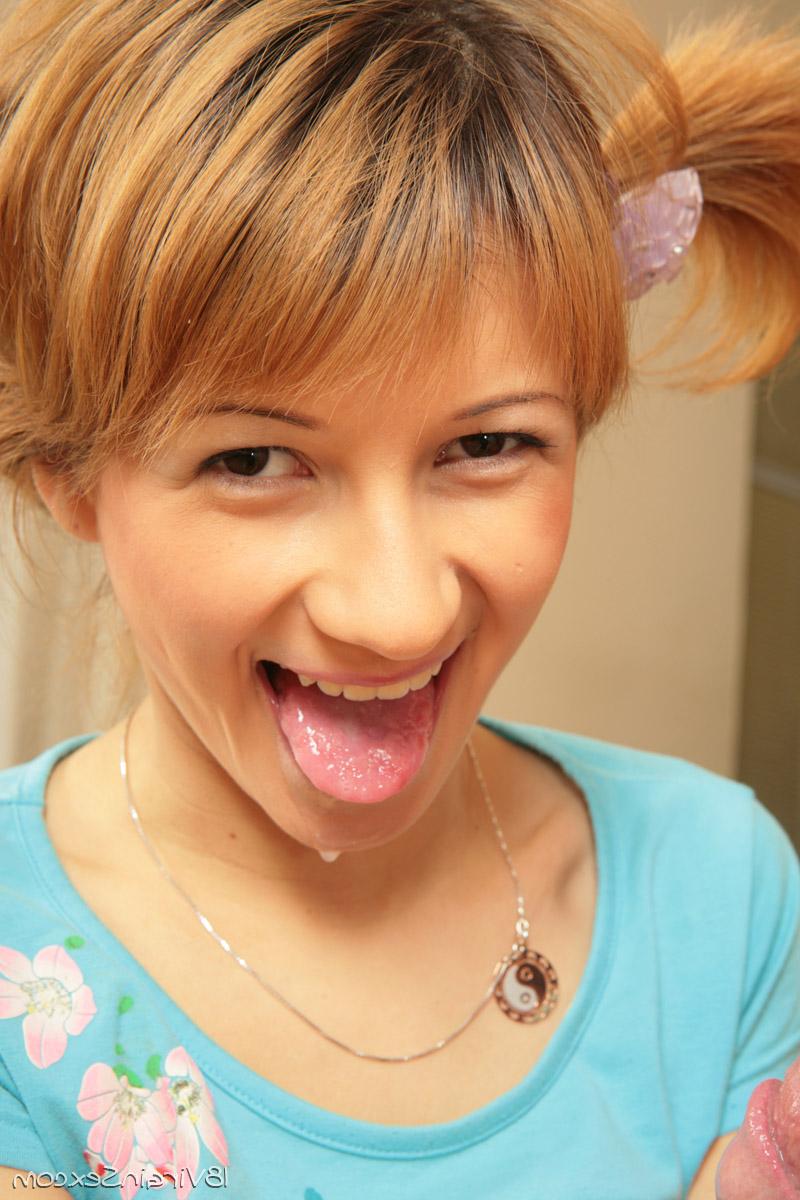 20P Pigtailed virgin Vika fucks in various sex positions & takes jizz in her mouth