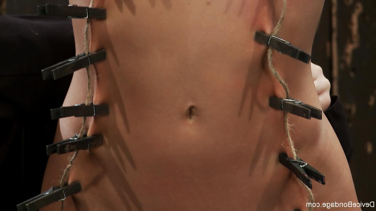 17P Leggy woman submits to being bound by another woman & getting clothespinned