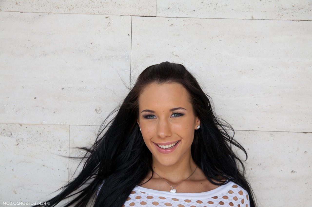 16P Pretty brunette Kyra Hot fondles her big boobs before toying her vagina