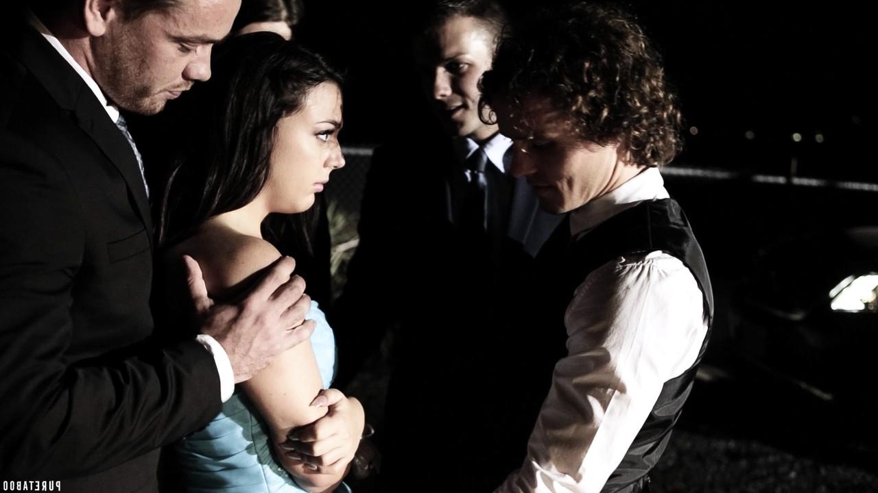 15P Brunette teen Whitney Wright gets gangbanged on prom night