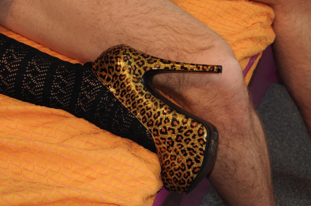 16P Brunette chick in over the knee socks and high heels fulfills gangbang desires