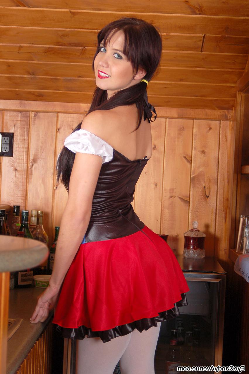 16P First timer Chrissy doffs her Bavarian beer serving outfit in white stockings