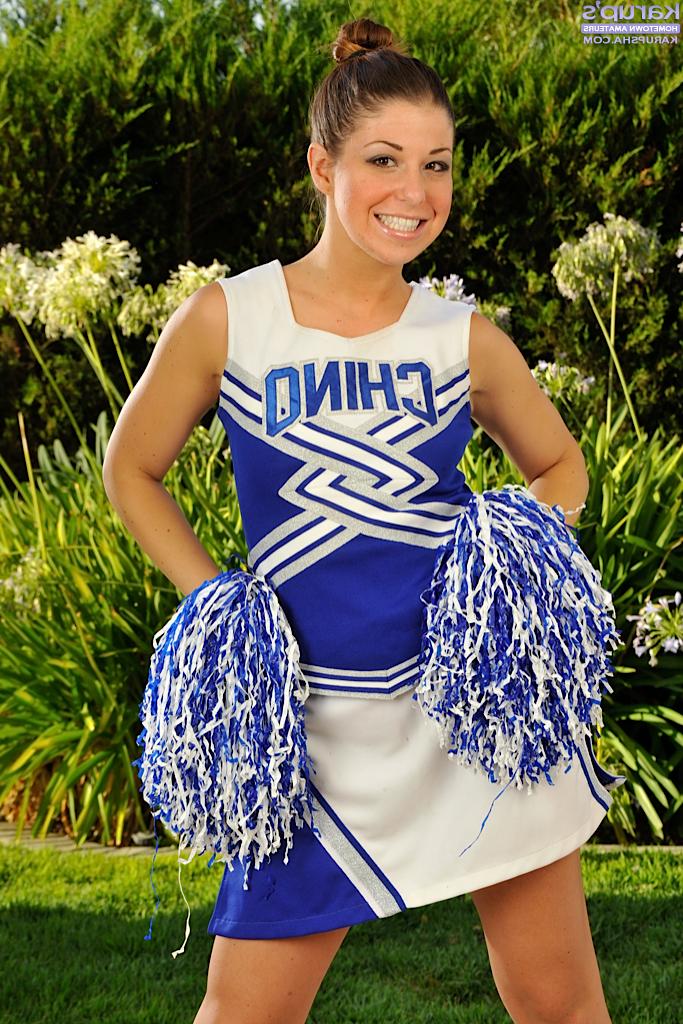 15P Young girl Mia Gold does away with her cheerleader uniform to go nude
