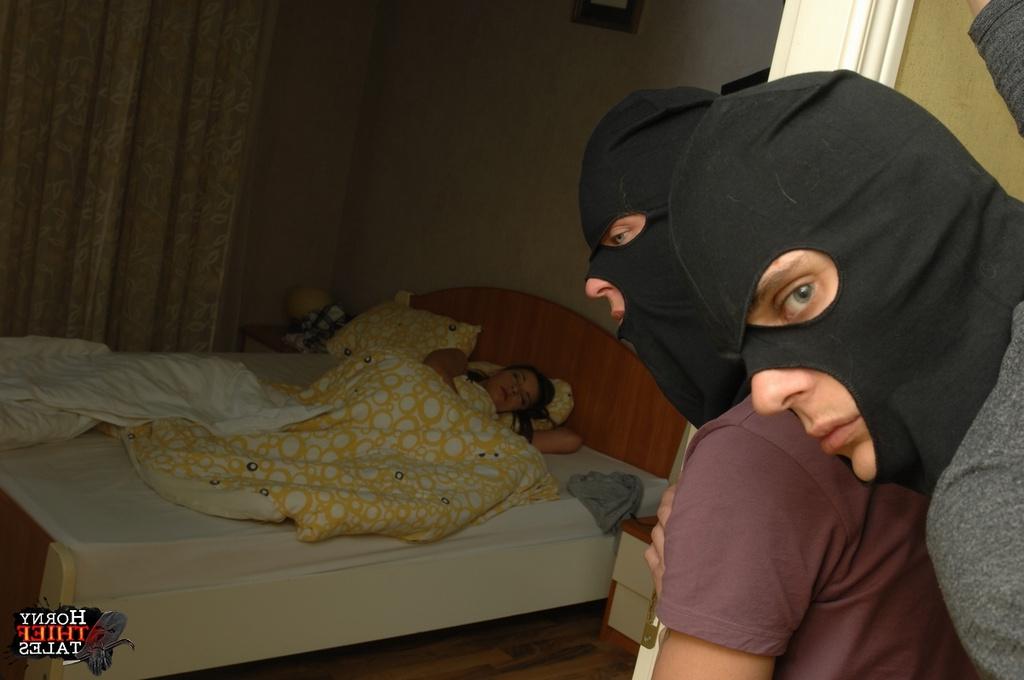 16P Sleeping teen ends up having sex with 2 hooded home invaders