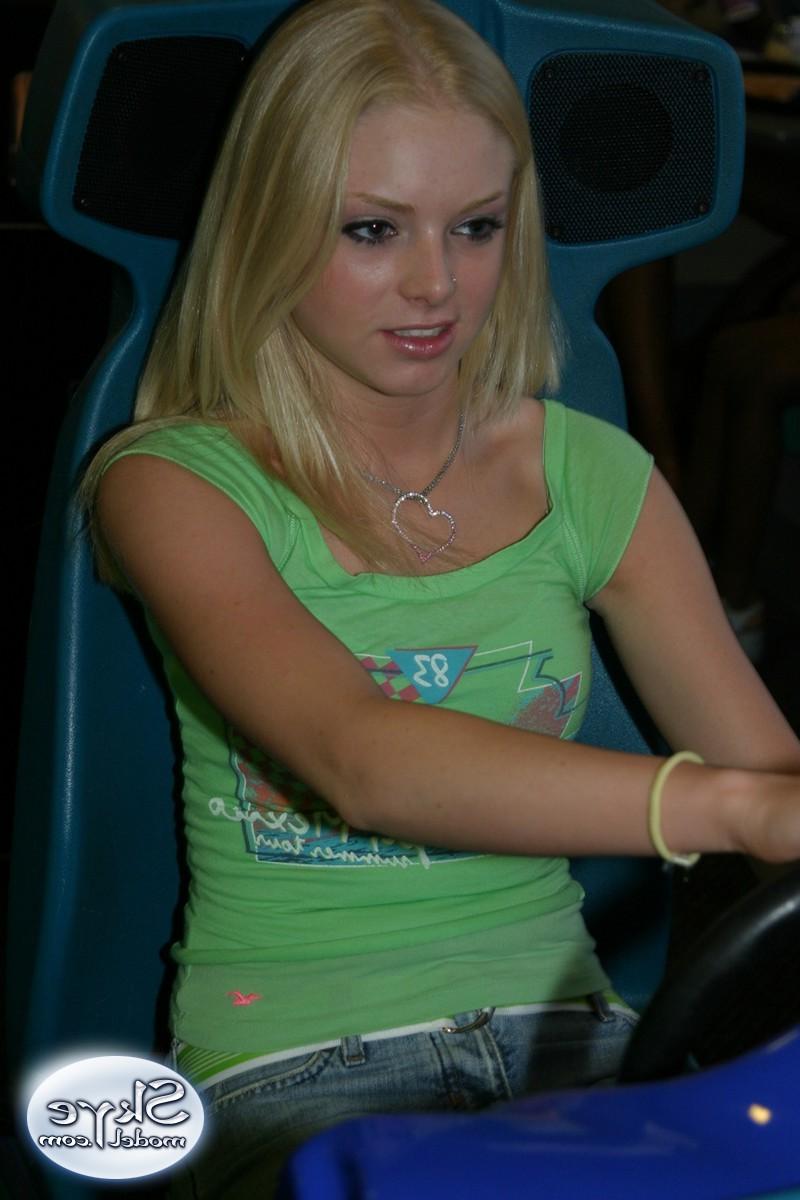 12P Sweet amateur Skye Model showing her slender little body off in tight jeans