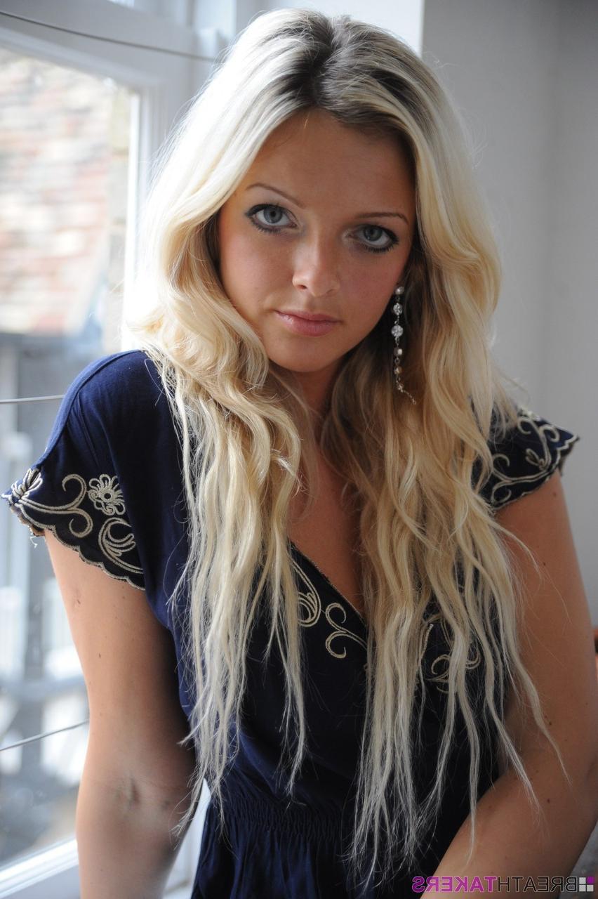 12P Blonde model Zuziana bares her boobs after exposing upskirt panties