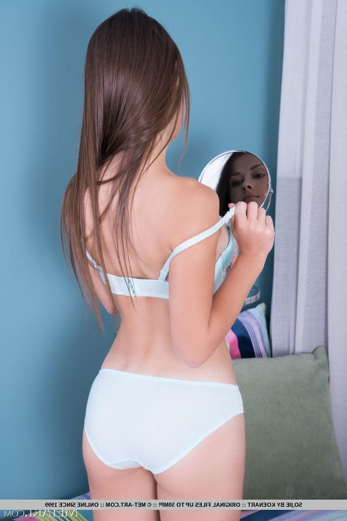 18P Nice teen Sojie disrobes before admiring her naked body in a mirror