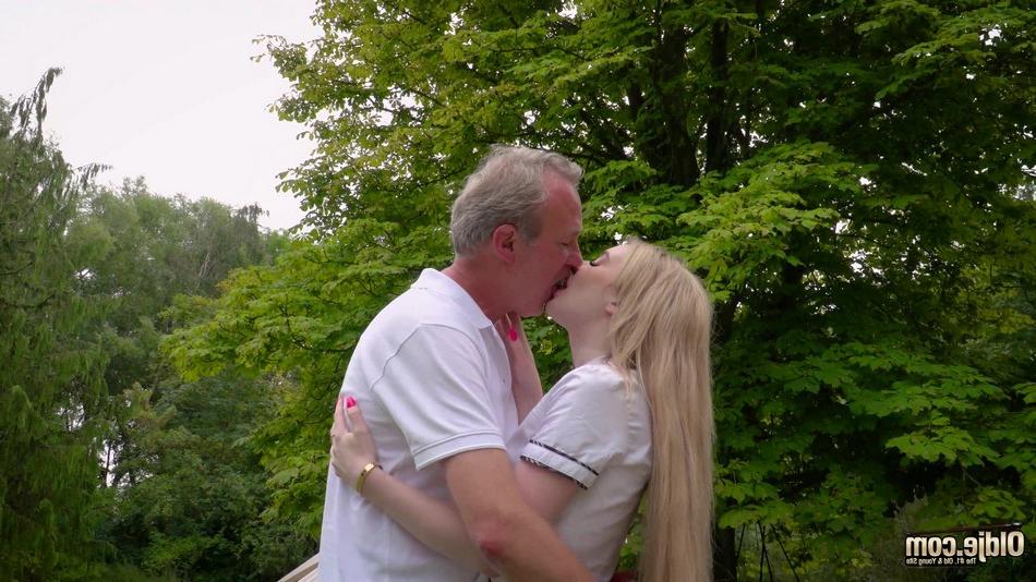 16P Blonde teen kisses an old woman on the mouth and deepthroats her husband too