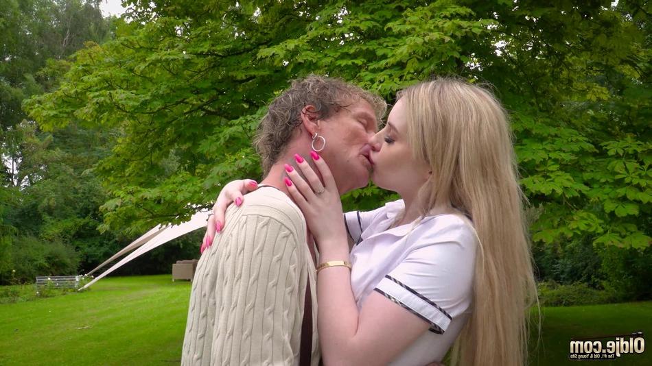 16P Blonde teen kisses an old woman on the mouth and deepthroats her husband too