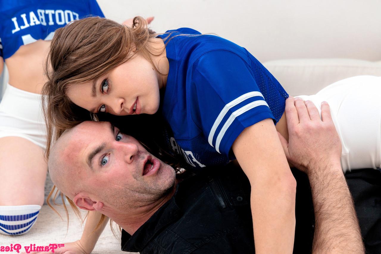 20P Petite cheerleaders Katie Kush and Maria Kazi share their stepdad's dick