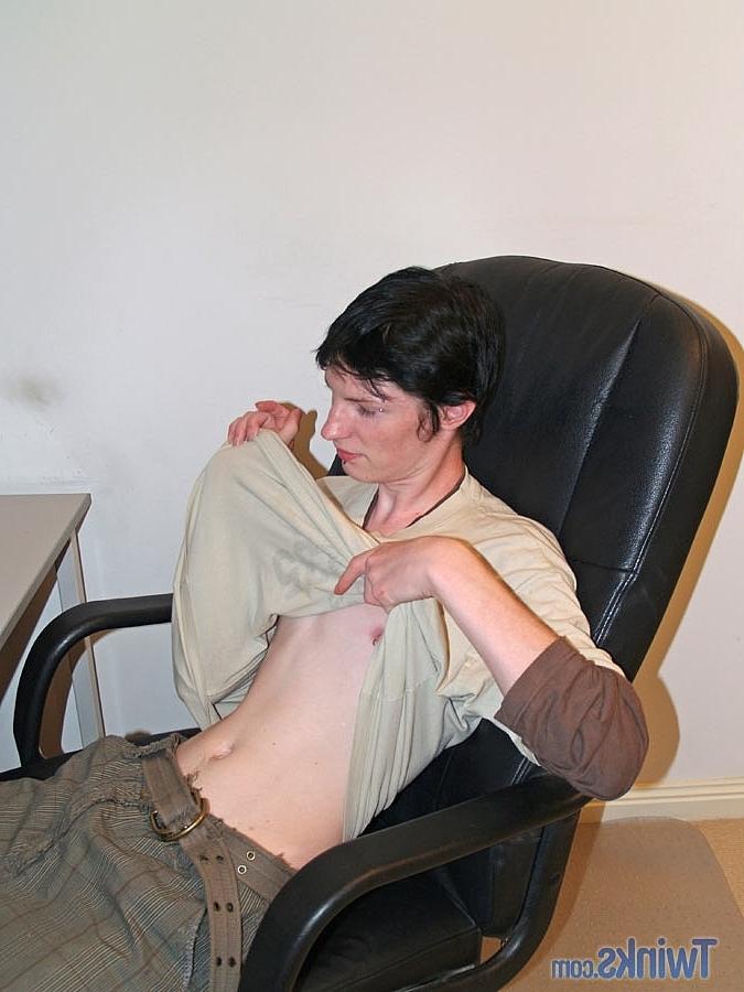 20P Slender twink Jackson C undresses and shows his pierced nips and masturbates