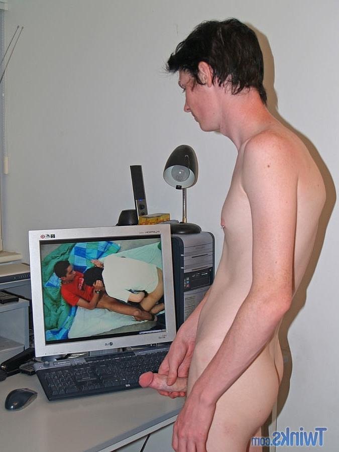 20P Slender twink Jackson C undresses and shows his pierced nips and masturbates
