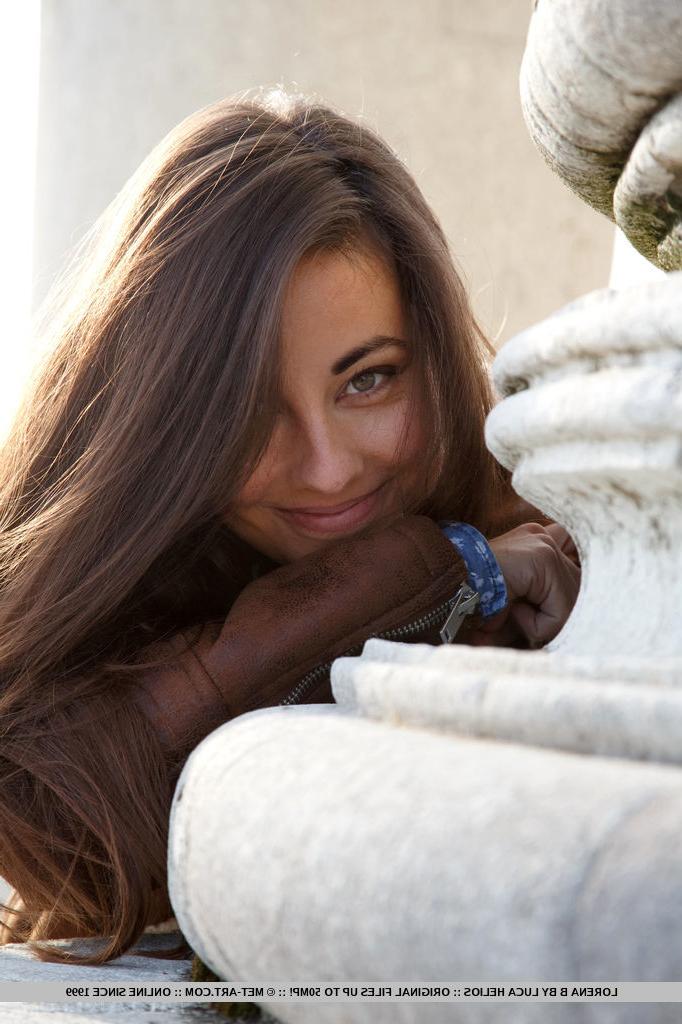 18P Pretty teen Lorena B sniffs a rose before exposing her hot body