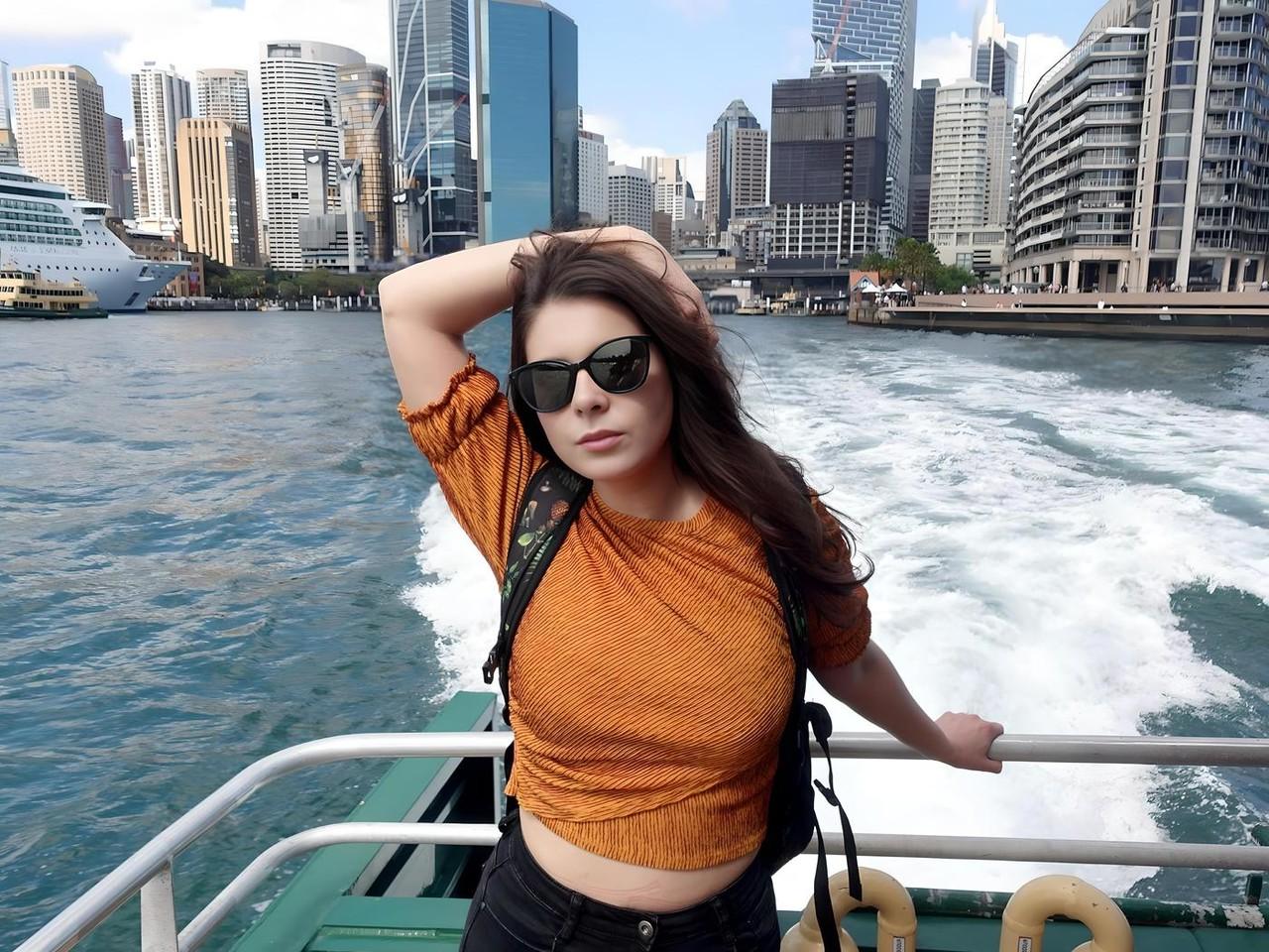 19P Sweet European teen in sunglasses Amelie exposes her lovely tits & shaved cunt