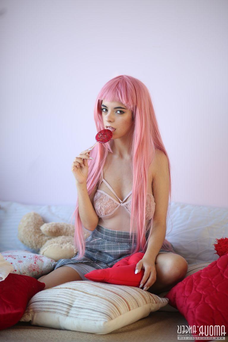 20P Young girl with pink hair Tata goes nude in a tempting fashion