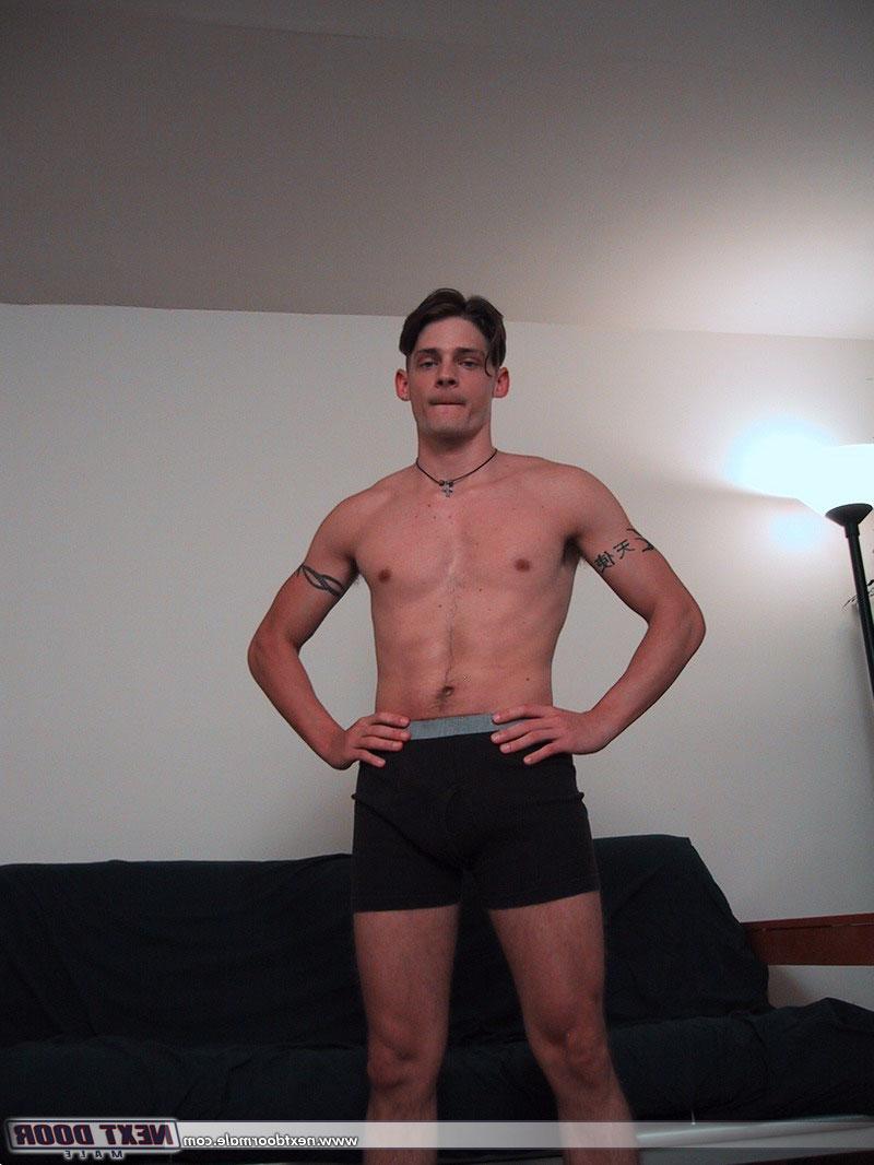 20P Badass twink Noah exposes his inked body before stroking his rod