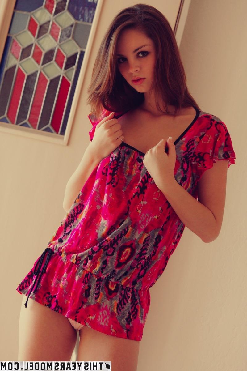 15P Pretty girl Aspen Martin casually exposes her small breasts