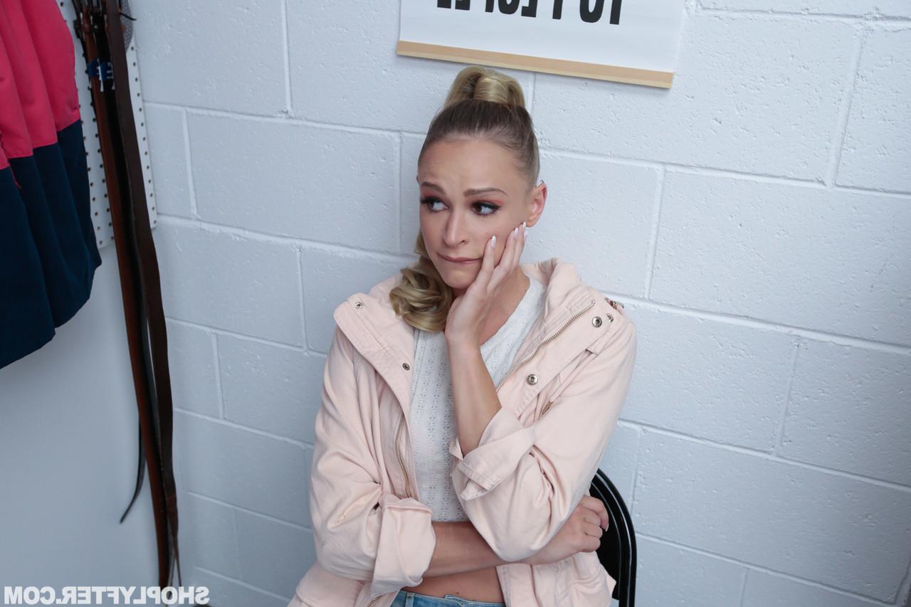 20P Blonde shoplifter Emma Hix fucks the security officer & takes a facial