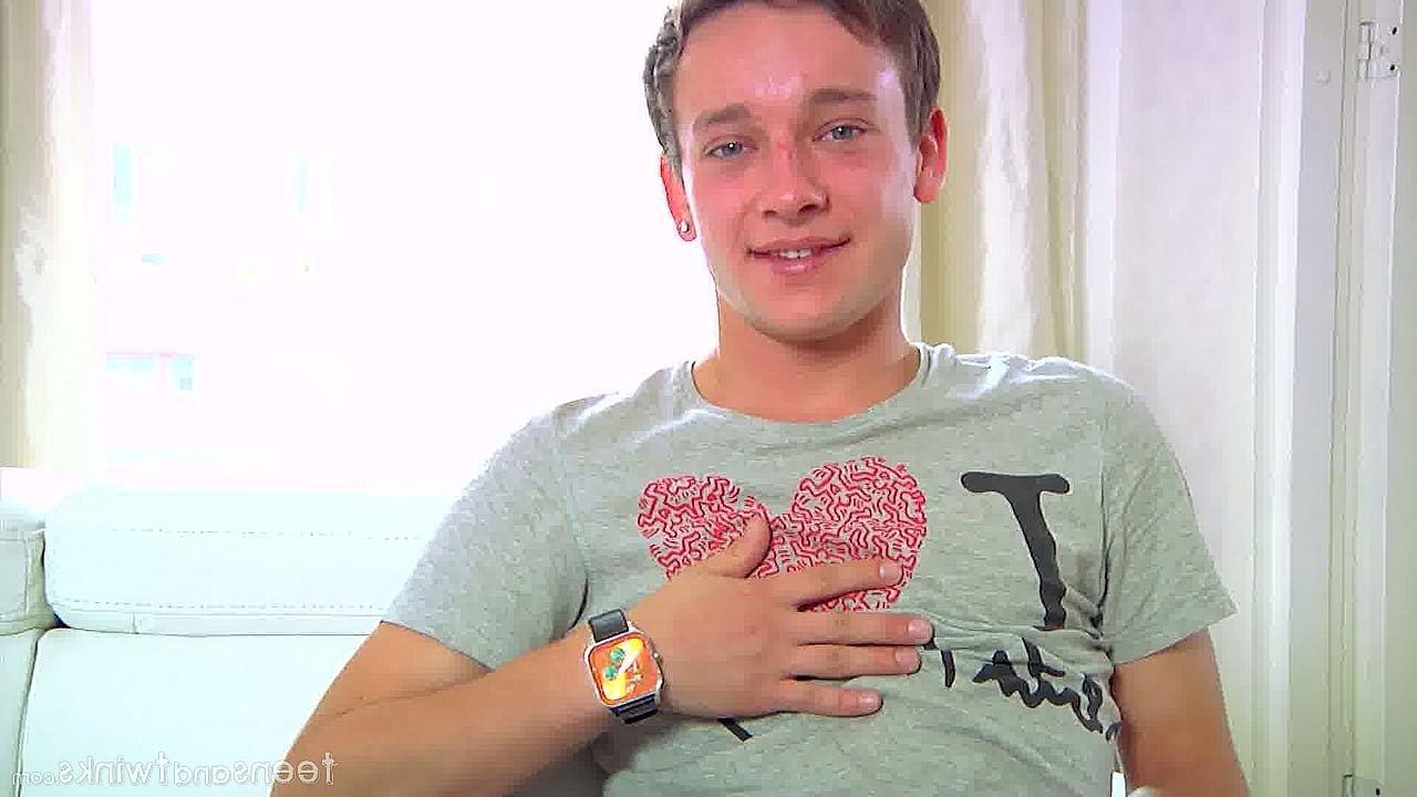 20P Horny twink Nikolay fingers his tight anal love hole while jerking off