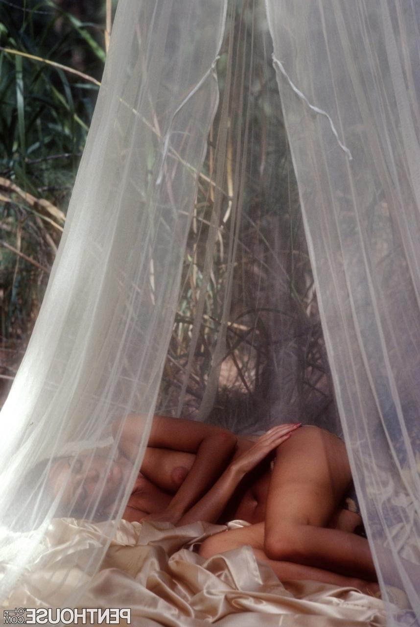 20P Exotic babe with a hairy pussy Tamara Kapitas posing nude in nature