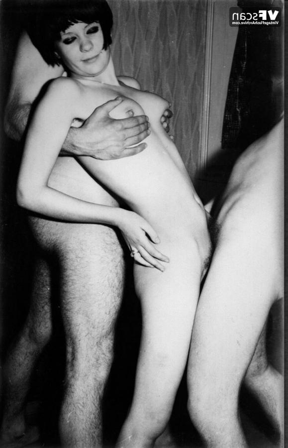 12P Natural hairy retro pornstars sucking & spreading for some hard cock