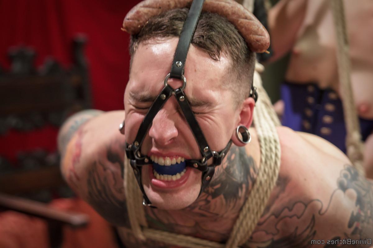 20P Crazy femdom Mona Wales fucking her ball-gagged and bound slave from behind