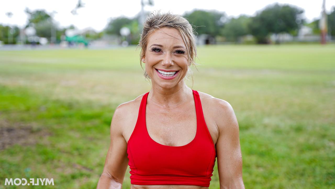 20P Hot MILF with hard nips Madison Brite gets her muff drilled after a workout