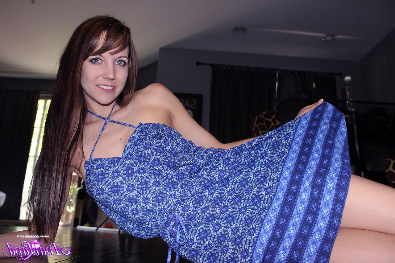 15P Young amateur Andi Land pulls down lacy underwear during solo action