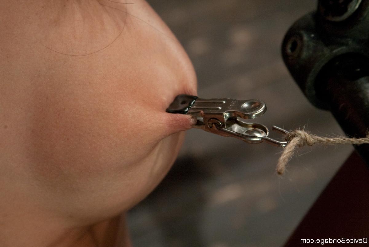 17P Dark-haired girl Micah Moore gets her nips painfully clamped in metal bondage