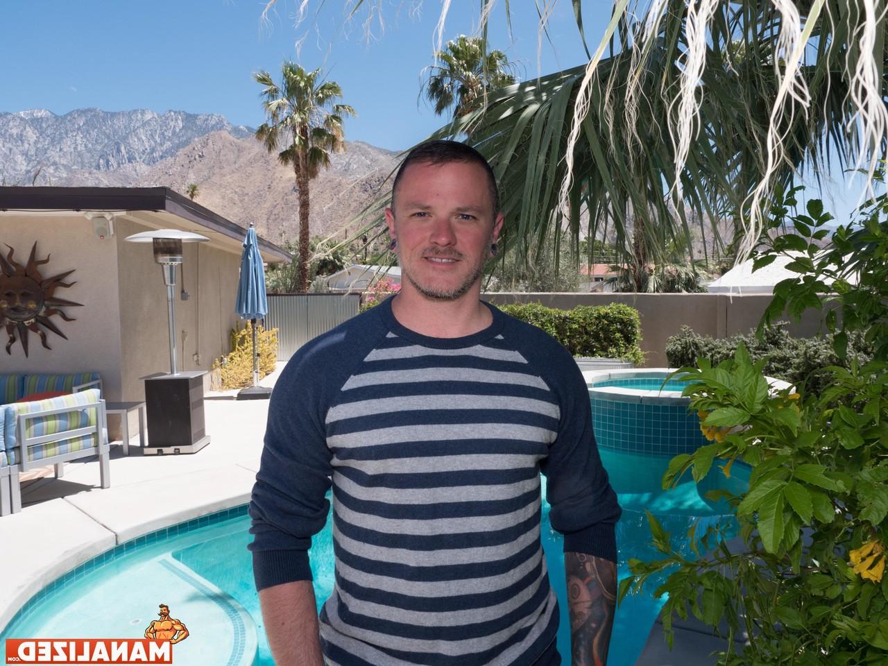 11P Gay hottie Max Cameron goes topless poolside and shows his inked body