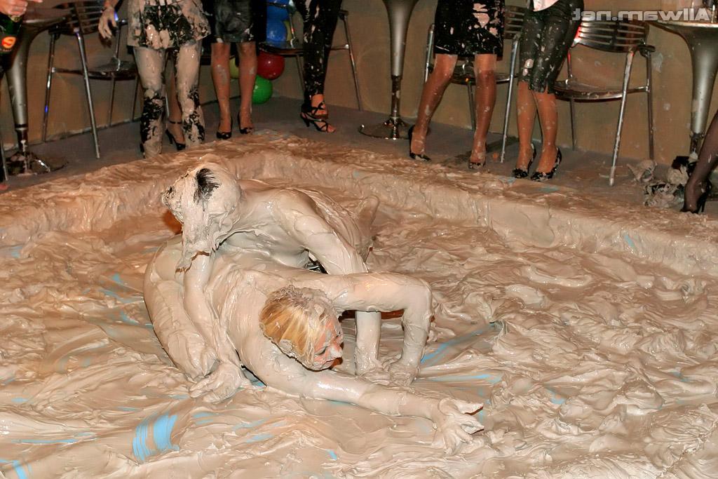16P Salacious european gals are into messy mud wrestling action