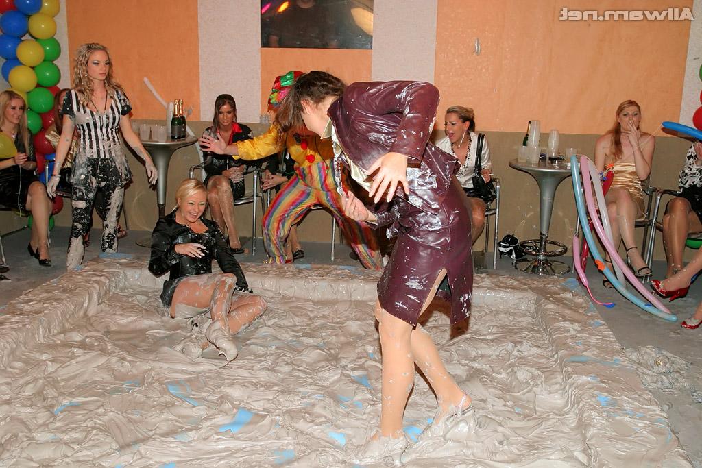 16P Salacious european gals are into messy mud wrestling action