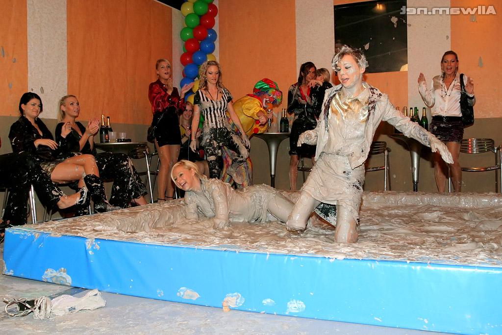16P Salacious european gals are into messy mud wrestling action