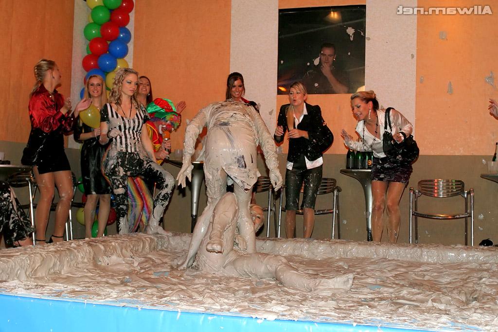 16P Salacious european gals are into messy mud wrestling action