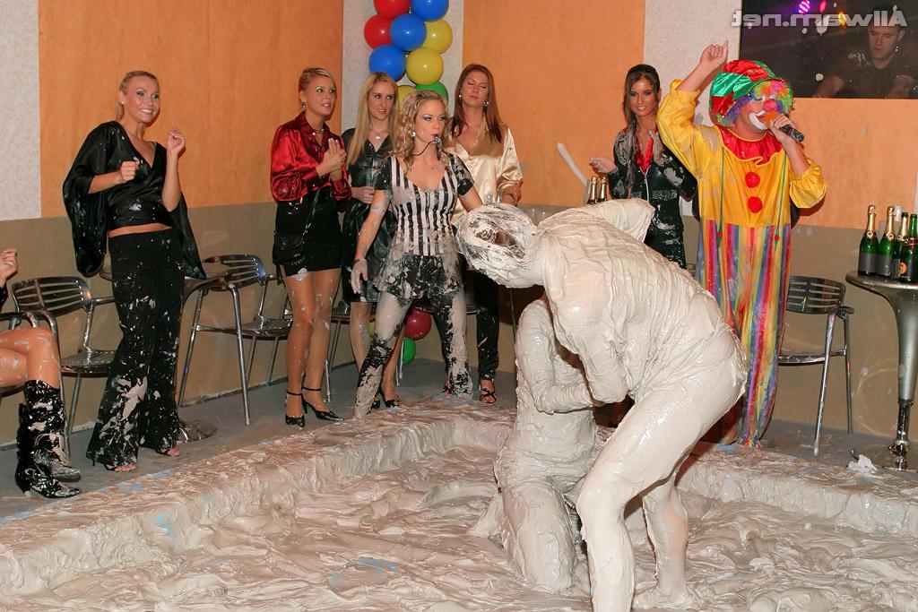 16P Salacious european gals are into messy mud wrestling action