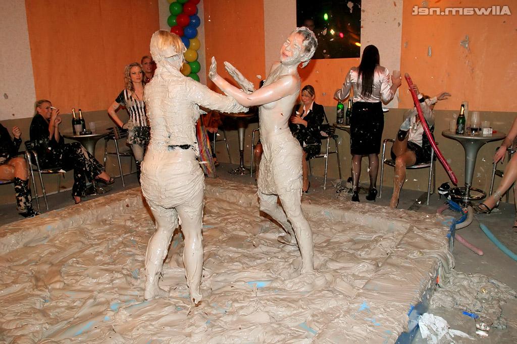 16P Salacious european gals are into messy mud wrestling action