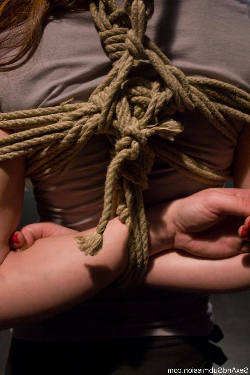20P Tied-up brunette Delilah Knight gets stripped and face fucked in bondage