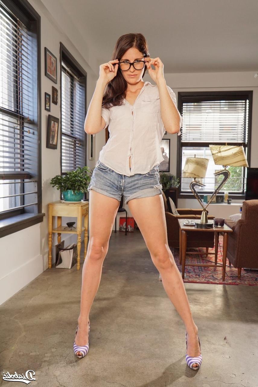 20P Tall pornstar with eyeglasses Kara Price blows and rides a curved dick